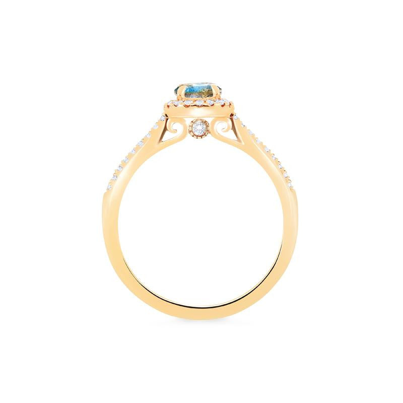 [Nova] Petite Halo Diamond Ring in Labradorite