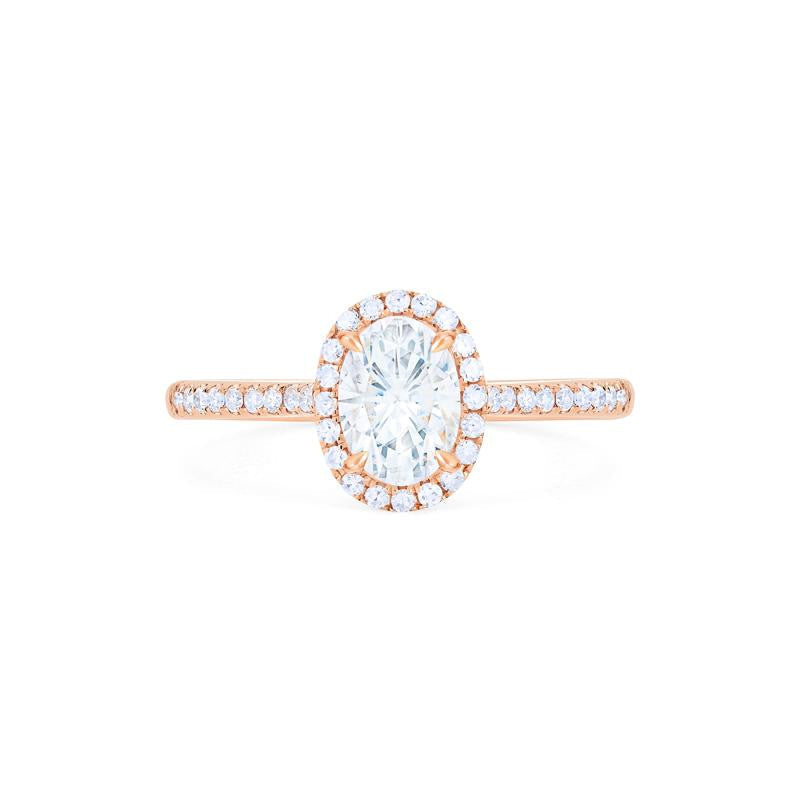 [Lenora] Classic Oval Halo Diamond Engagement Ring in Diamond / Moissanite