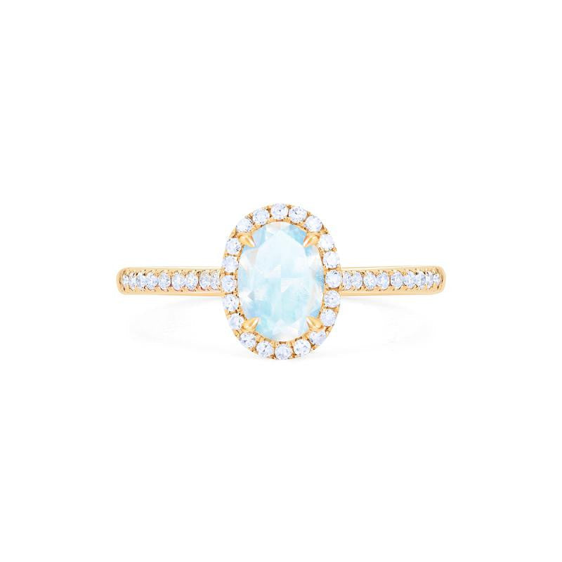 [Lenora] Petite Oval Halo Diamond Ring in Moonstone
