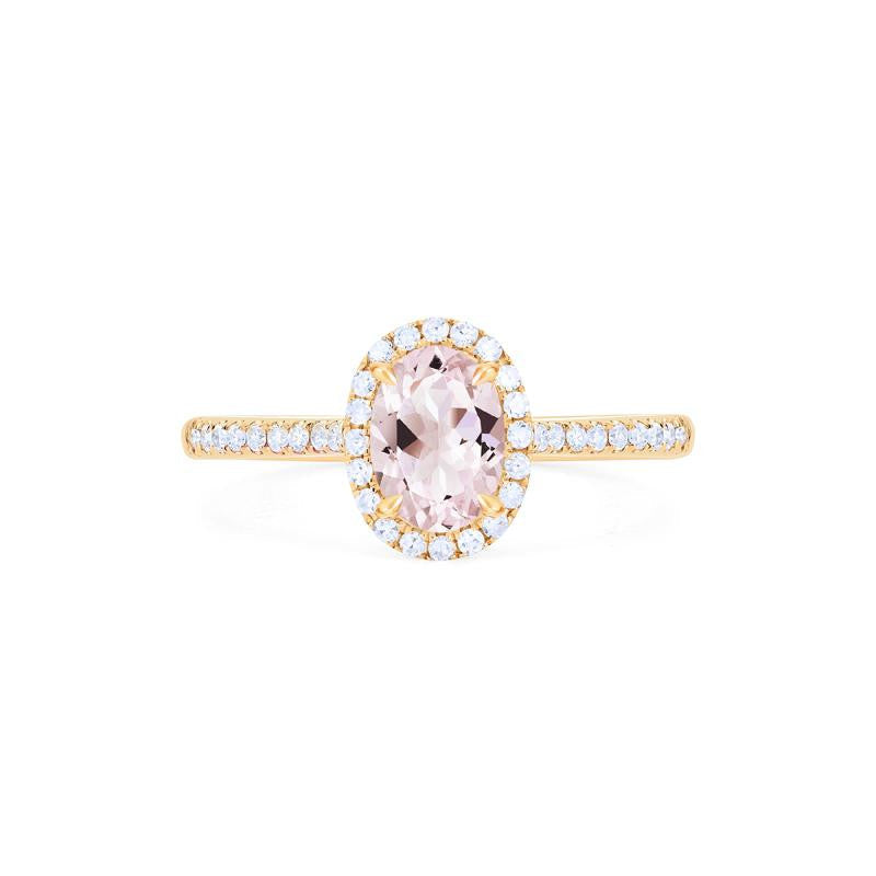 [Lenora] Petite Oval Halo Diamond Ring in Morganite