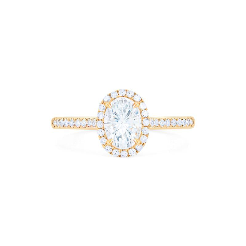 [Lenora] Classic Oval Halo Diamond Engagement Ring in Diamond / Moissanite
