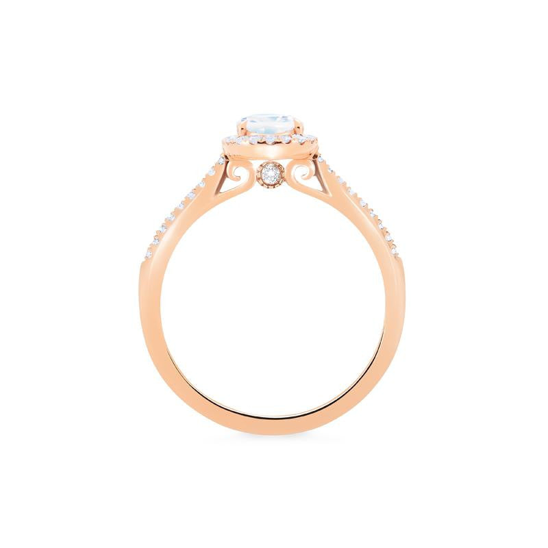 [Lenora] Petite Oval Halo Diamond Ring in Moonstone