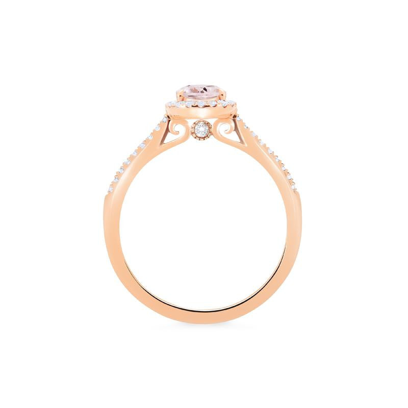 [Lenora] Petite Oval Halo Diamond Ring in Morganite