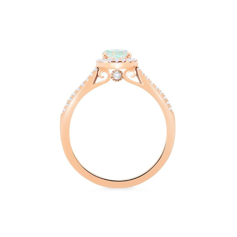 [Lenora] Petite Oval Halo Diamond Ring in Opal