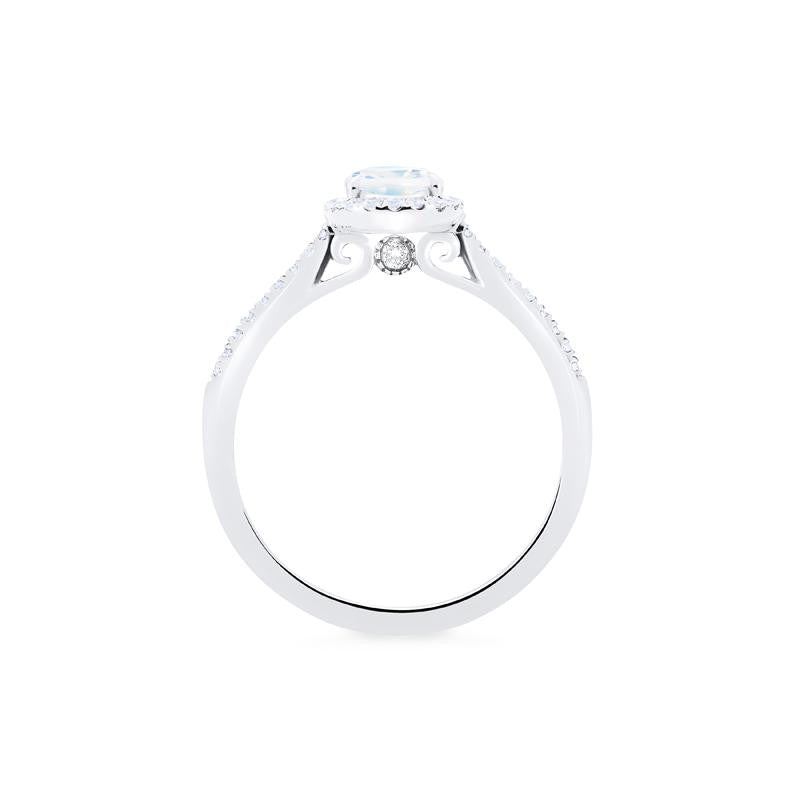 [Lenora] Petite Oval Halo Diamond Ring in Moonstone
