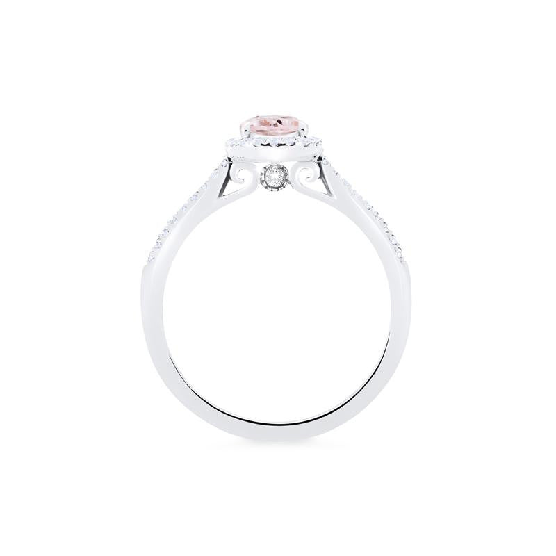 [Lenora] Petite Oval Halo Diamond Ring in Morganite