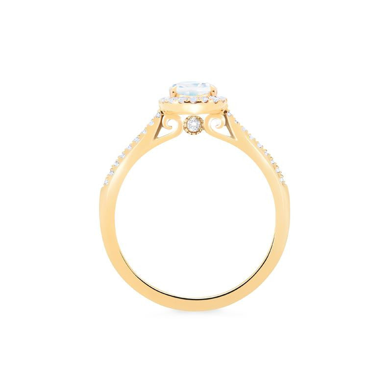 [Lenora] Petite Oval Halo Diamond Ring in Moonstone
