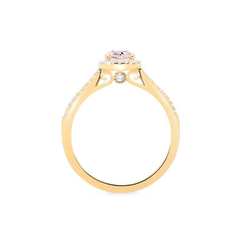 [Lenora] Petite Oval Halo Diamond Ring in Morganite