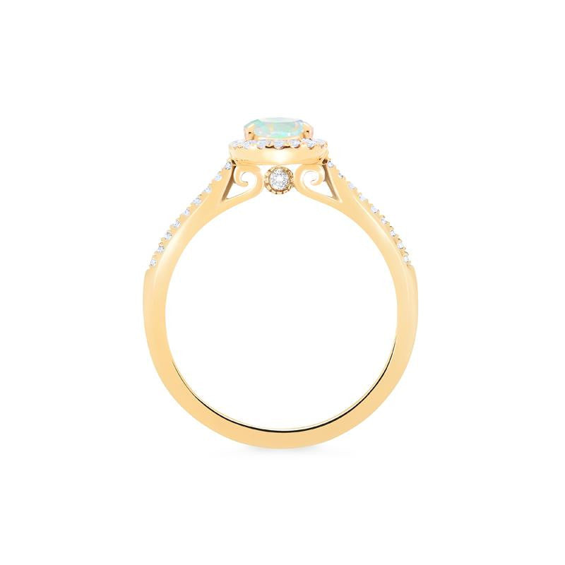 [Lenora] Petite Oval Halo Diamond Ring in Opal