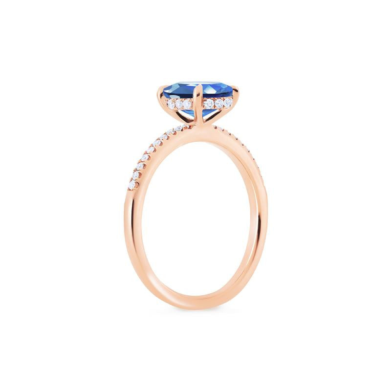 [Elaine] Modern Classic Oval Solitaire Ring in Lab Blue Sapphire
