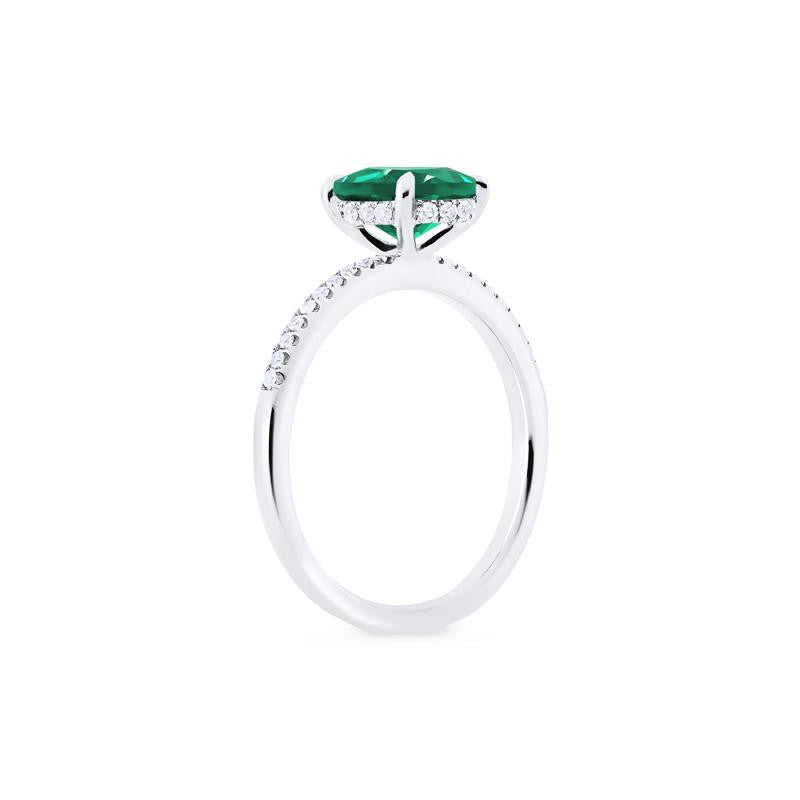 [Elaine] Modern Classic Oval Solitaire Ring in Lab Emerald