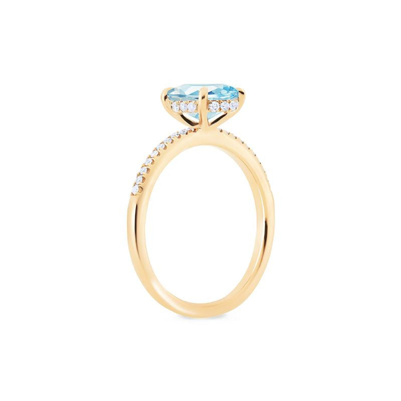 [Elaine] Modern Classic Oval Solitaire Ring in Aquamarine