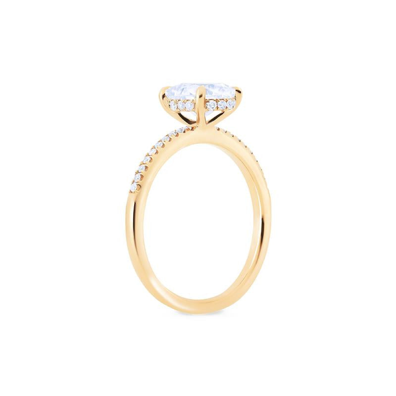 [Elaine] Classic Oval Solitaire Engagement Ring with Hidden Halo in Diamond / Moissanite