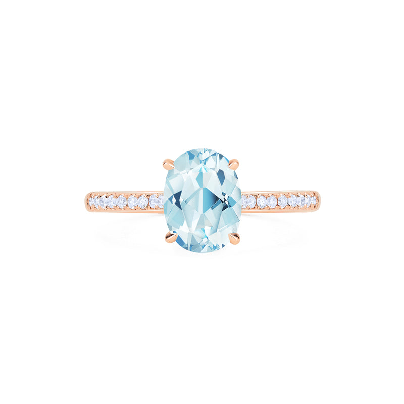 [Elaine] Modern Classic Oval Solitaire Ring in Aquamarine