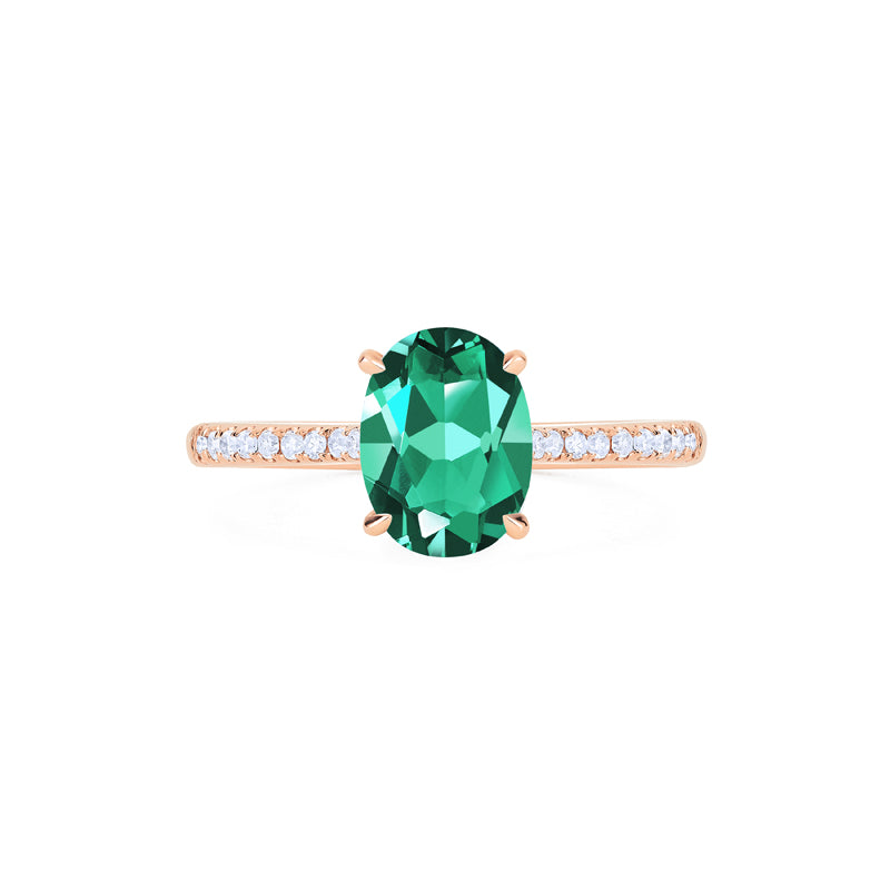 [Elaine] Modern Classic Oval Solitaire Ring in Lab Emerald