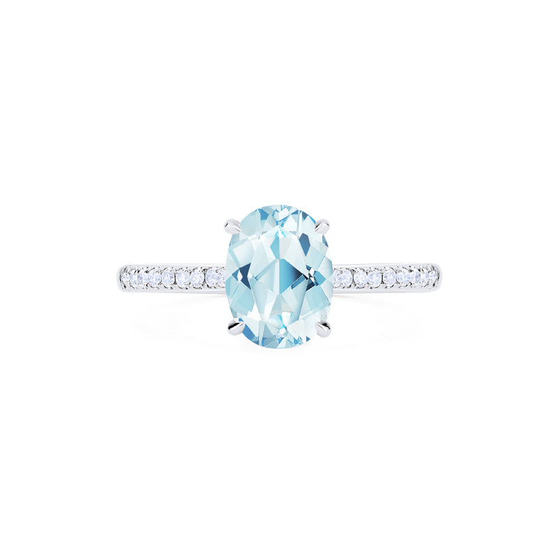 [Elaine] Modern Classic Oval Solitaire Ring in Aquamarine
