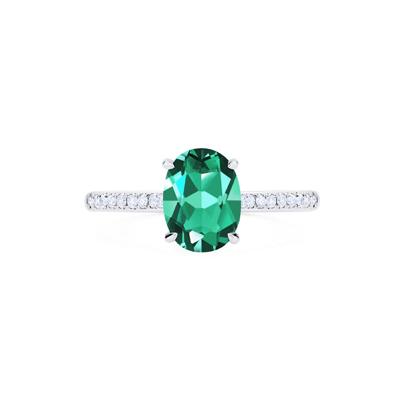 [Elaine] Modern Classic Oval Solitaire Ring in Lab Emerald