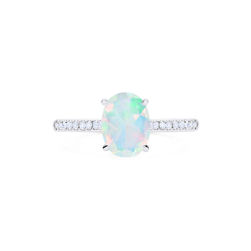 [Elaine] Modern Classic Oval Solitaire Ring in Natural Australian Opal