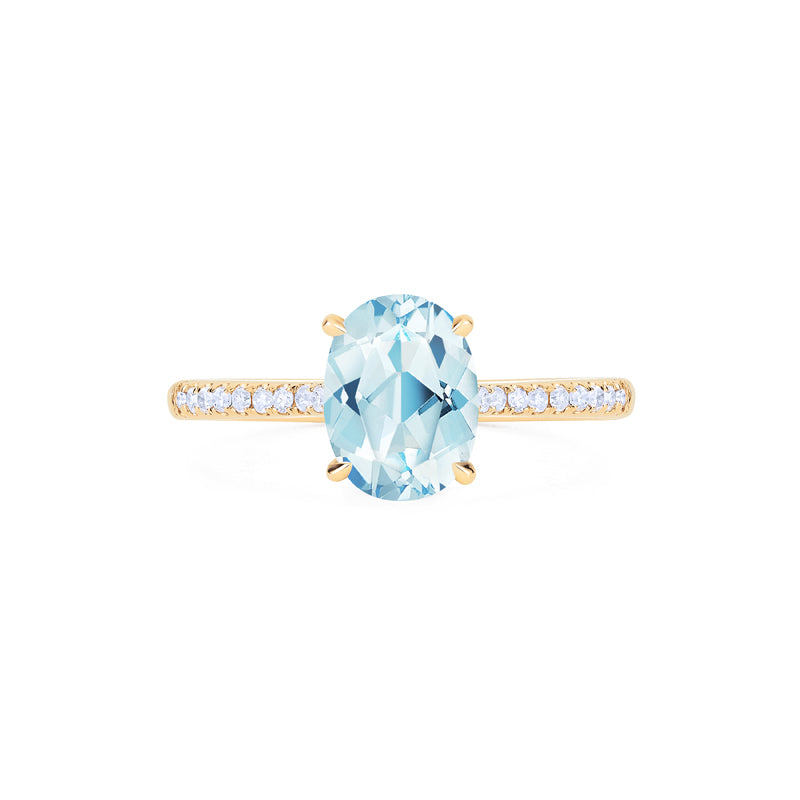 [Elaine] Modern Classic Oval Solitaire Ring in Aquamarine