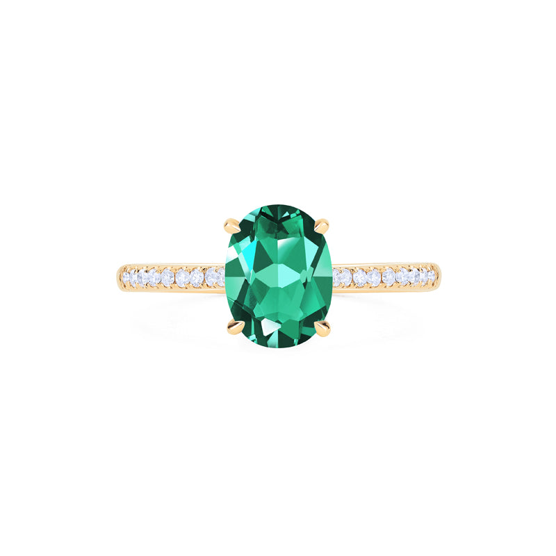 [Elaine] Modern Classic Oval Solitaire Ring in Lab Emerald