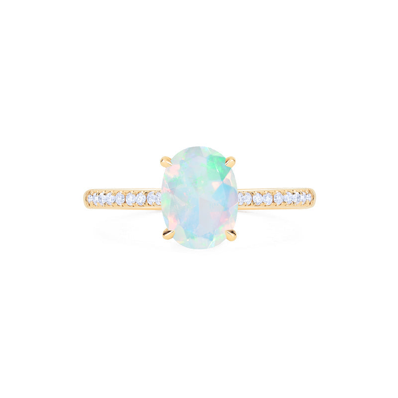 [Elaine] Modern Classic Oval Solitaire Ring in Natural Australian Opal