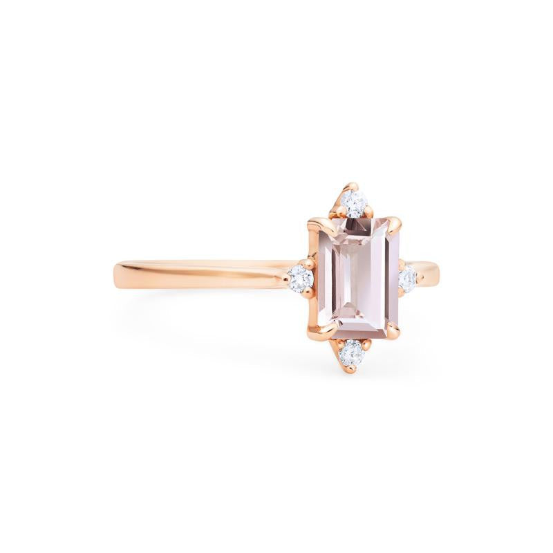 [Justine] Mid Century Emerald Cut Ring in Morganite