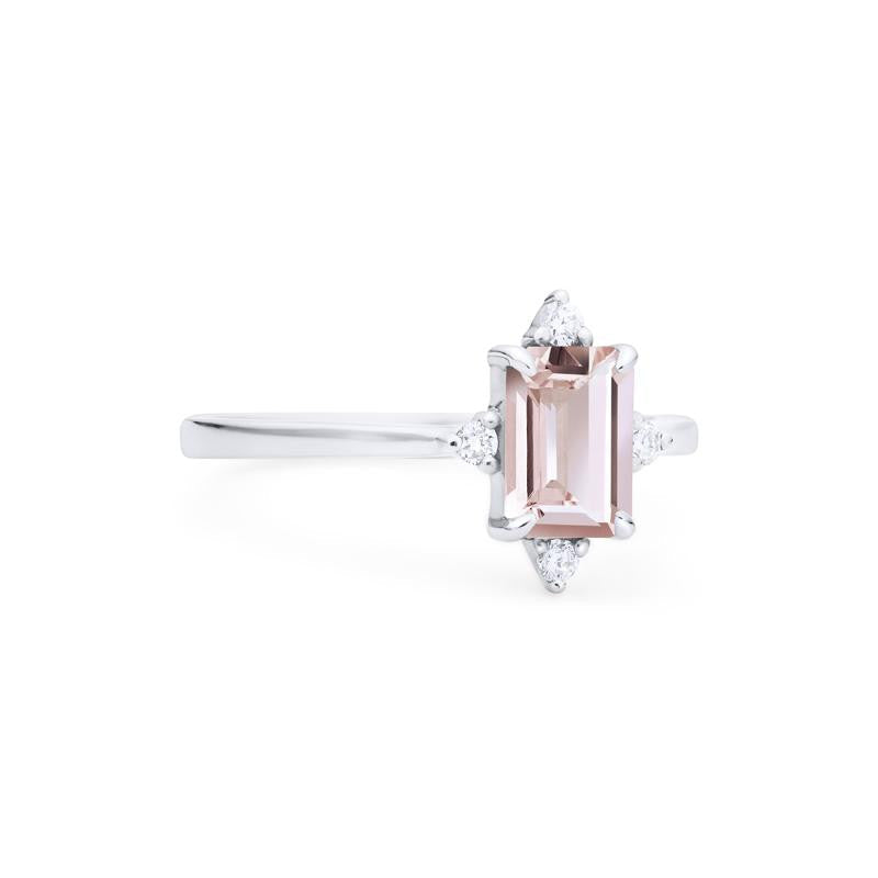 [Justine] Mid Century Emerald Cut Ring in Morganite