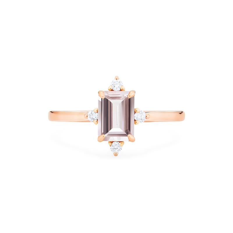 [Justine] Mid Century Emerald Cut Ring in Morganite