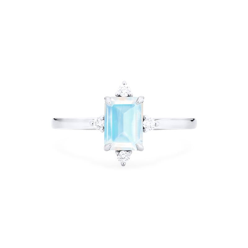 [Justine] Mid Century Emerald Cut Ring in Moonstone