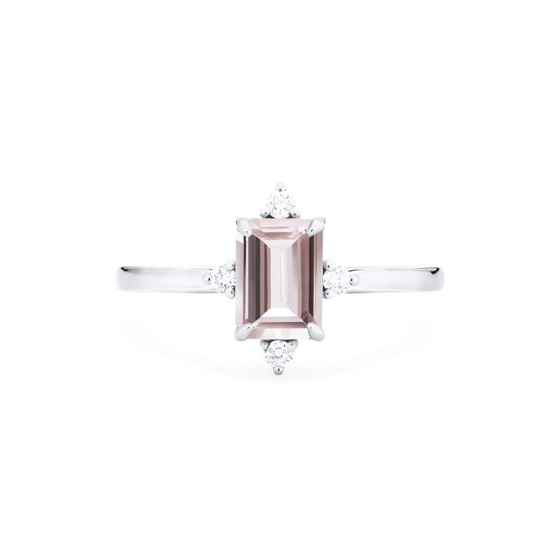[Justine] Mid Century Emerald Cut Ring in Morganite