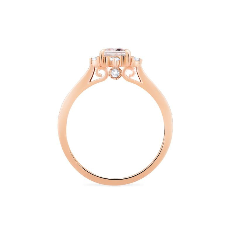 [Justine] Mid Century Emerald Cut Ring in Morganite