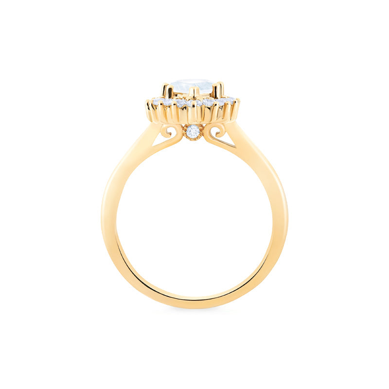[Camellia] Vintage Bloom Halo Pear Engagement Ring in Diamond / Moissanite