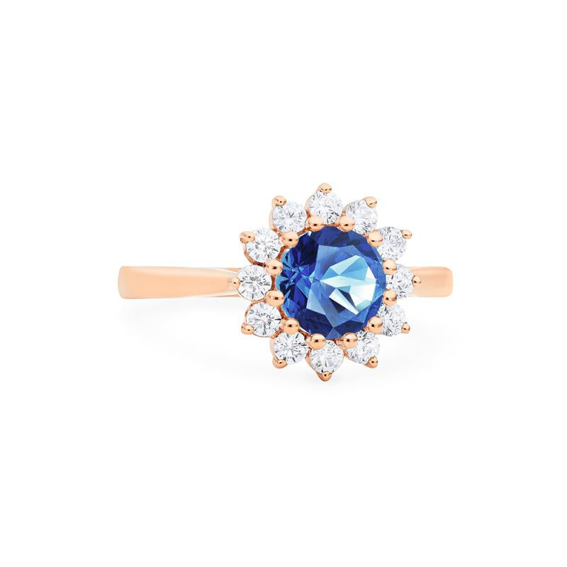 [Rosalie] Vintage Bloom Ring in Lab Blue Sapphire