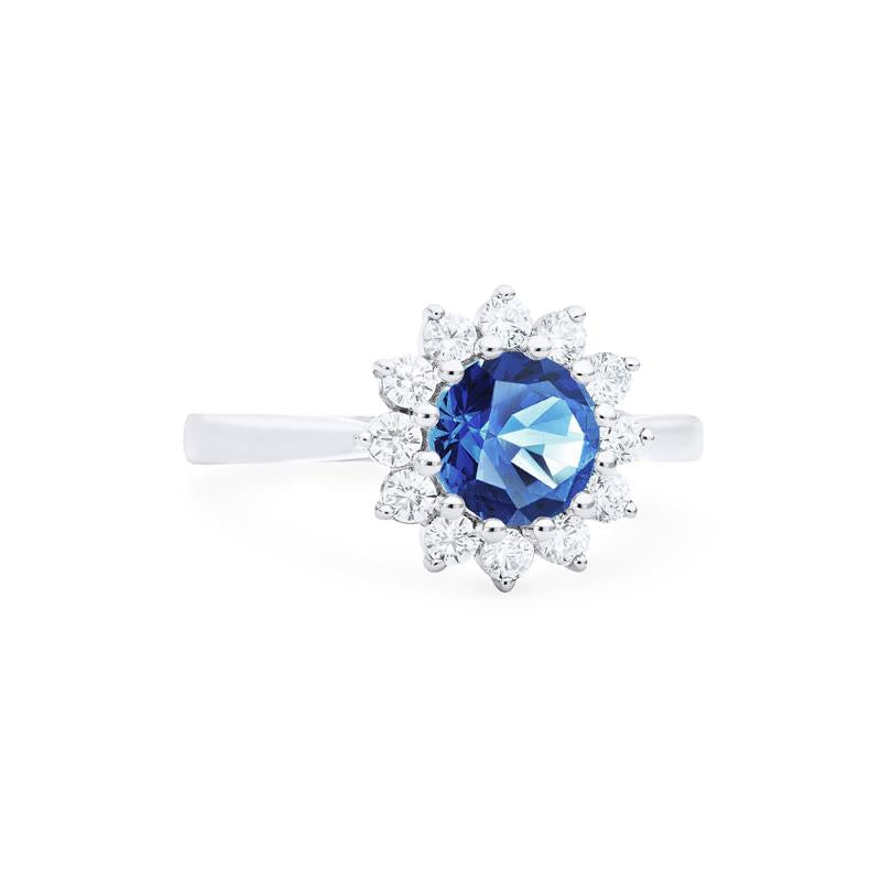[Rosalie] Vintage Bloom Ring in Lab Blue Sapphire
