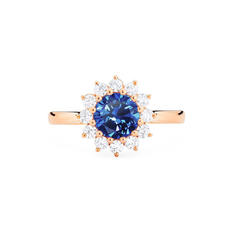 [Rosalie] Vintage Bloom Ring in Lab Blue Sapphire