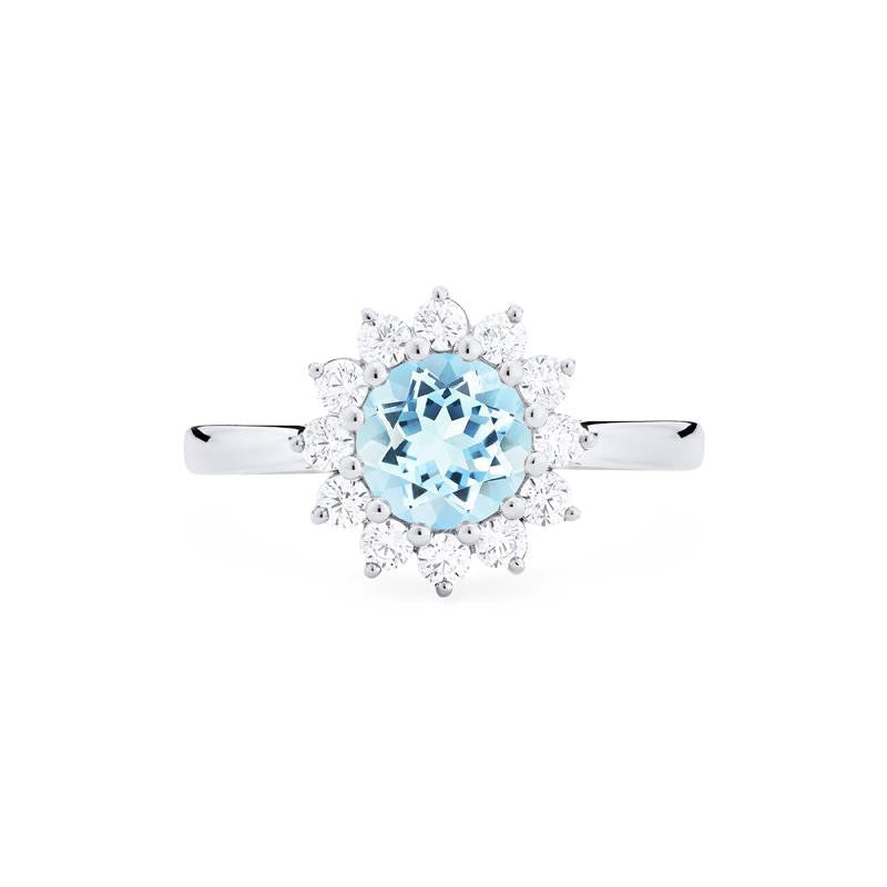 [Rosalie] Vintage Bloom Ring in Aquamarine