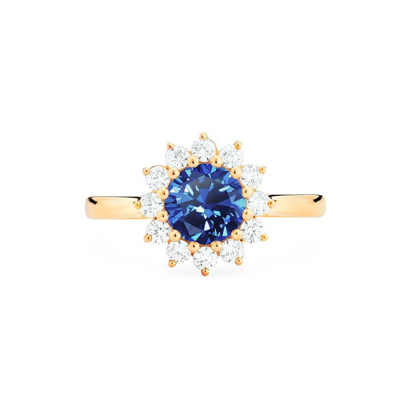 [Rosalie] Vintage Bloom Ring in Lab Blue Sapphire