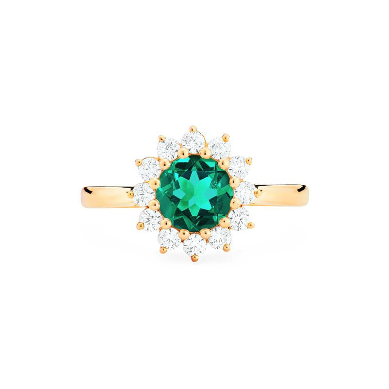 [Rosalie] Vintage Bloom Ring in Lab Emerald