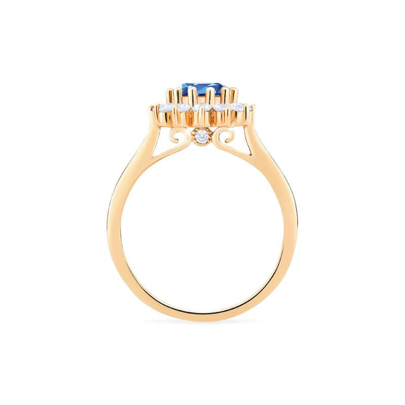 [Rosalie] Vintage Bloom Ring in Lab Blue Sapphire