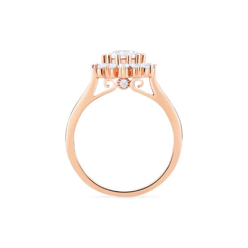 [Rosalie] Vintage Bloom Engagement Ring in Diamond / Moissanite