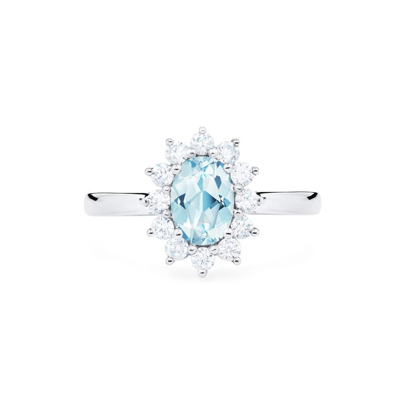 [Julianne] Vintage Bloom Oval Cut Ring in Aquamarine