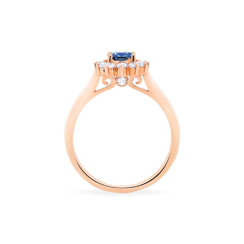 [Julianne] Vintage Bloom Oval Cut Ring in Lab Blue Sapphire