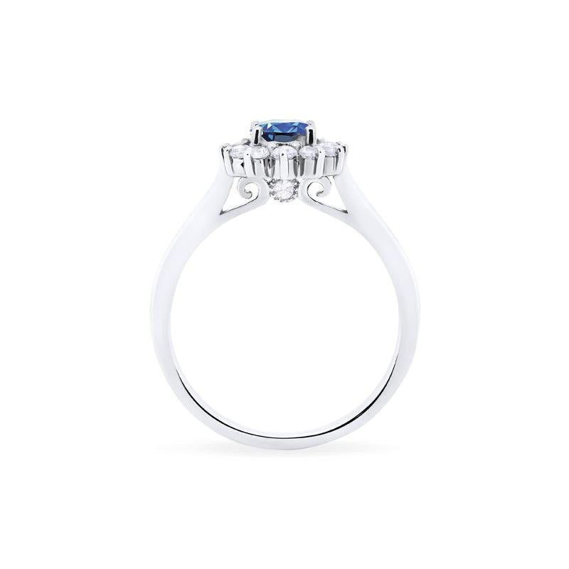 [Julianne] Vintage Bloom Oval Cut Ring in Lab Blue Sapphire