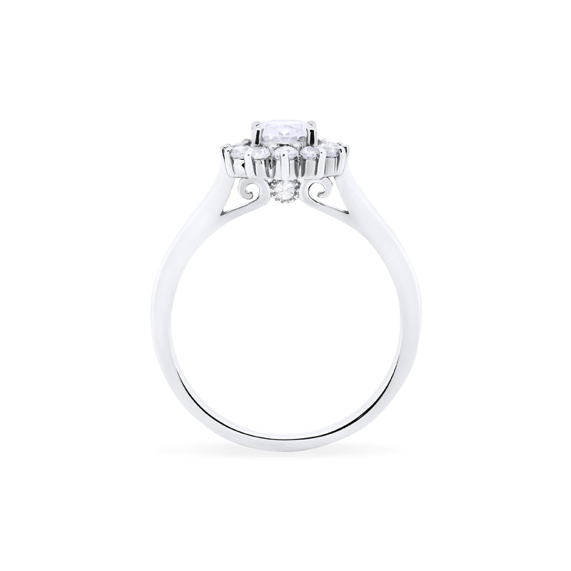 [Julianne] Vintage Bloom Halo Oval Engagement Ring in Diamond / Moissanite