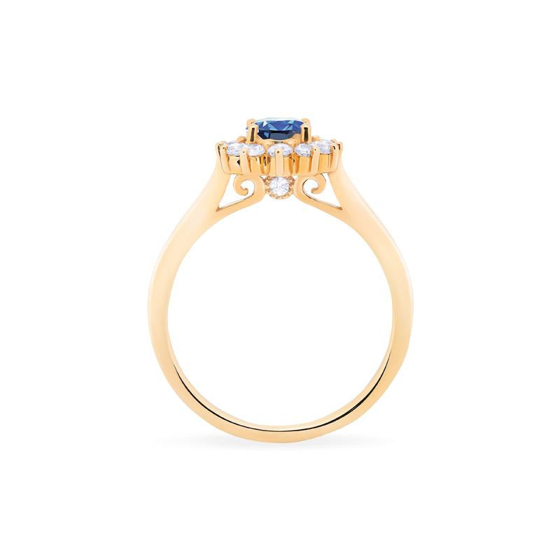 [Julianne] Vintage Bloom Oval Cut Ring in Lab Blue Sapphire