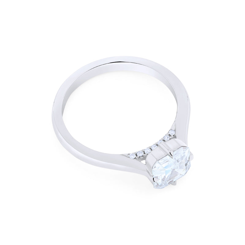 [Ottavia] Vintage Solitaire Asscher Cut Engagement Ring in Diamond / Moissanite