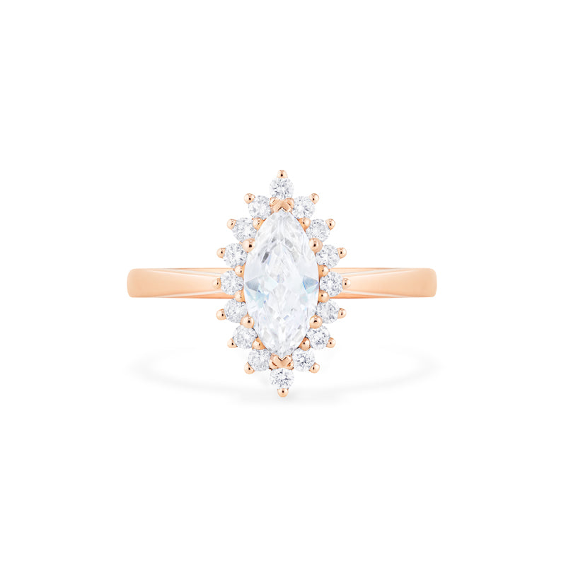 [Helena] Vintage Bloom Halo Marquise Engagement Ring in Diamond / Moissanite