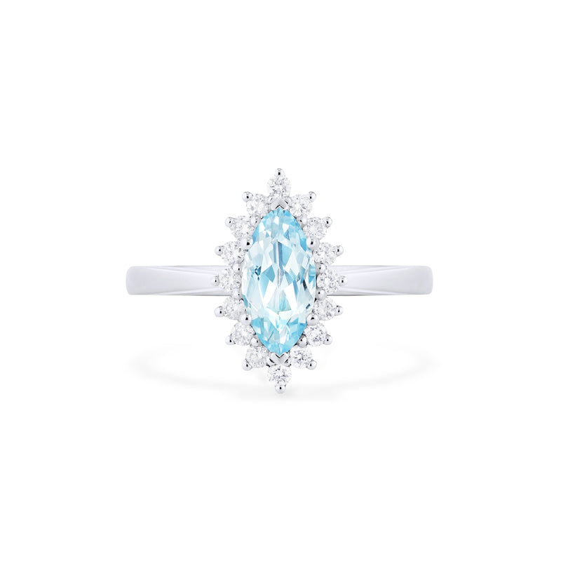 [Helena] Vintage Bloom Marquise Cut Ring in Aquamarine