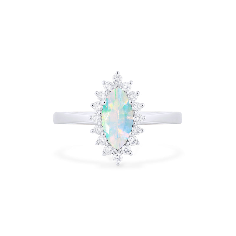 [Helena] Vintage Bloom Marquise Cut Engagement Ring in Australian Opal