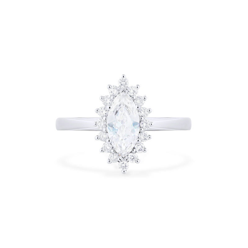 [Helena] Vintage Bloom Halo Marquise Engagement Ring in Diamond / Moissanite